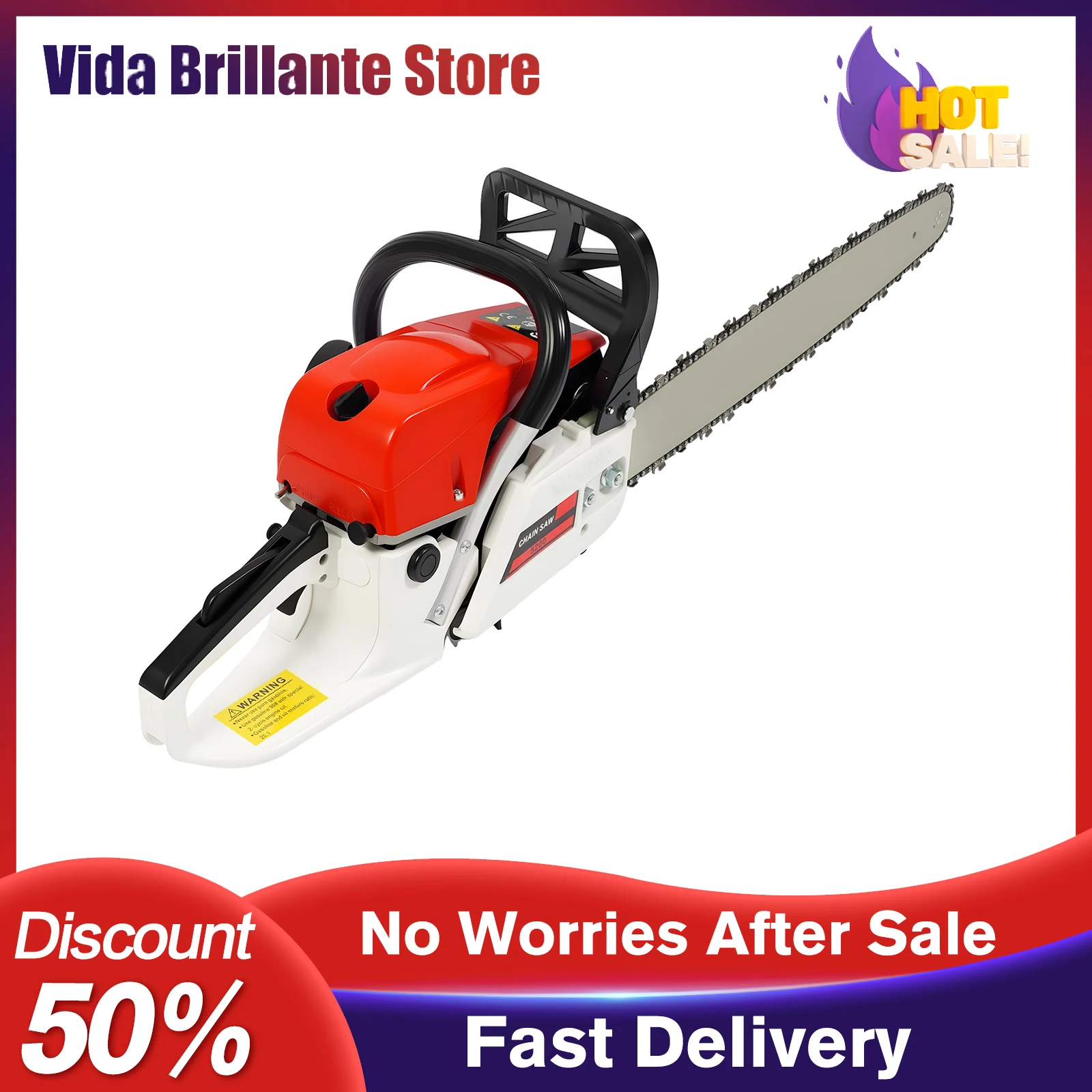 

Gasoline Chain Saw Gasoline Chainsaw 22 Inch 52cc 2-Stroke Powerful Tree Felling Wood Cutting Tool for Garden Lawn Outdoor Use
