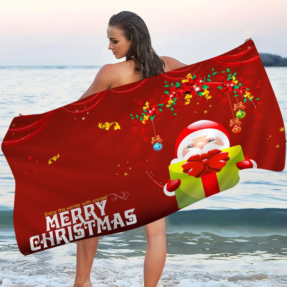 

Christmas Decoration Microfiber Blanket Quick Drying Beach Towels Oversized Printing Super Absorbent Pool Towel Blanket