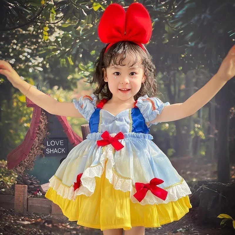 Girls Snow White Princess Costume Kids Fancy Party Dress up Toddler Christmas Halloween Costumes, 3-8Years Cute Dress