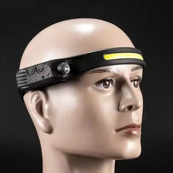 LED Induction Headlamp COB Sensor Headlight USB Charging Head Torch Built-in Battery Flashlight Camping Light
