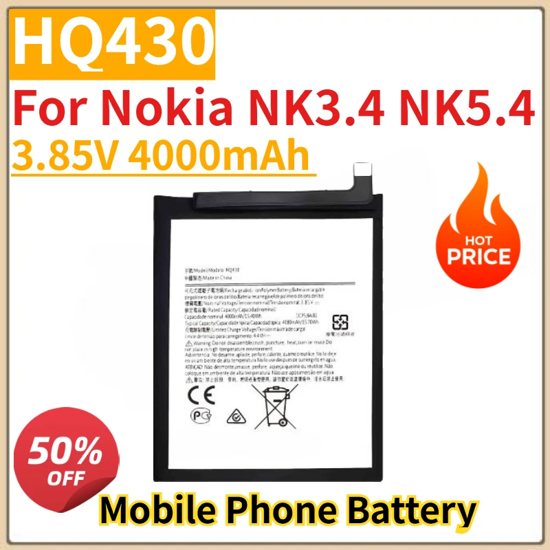 

High Quality New HQ430 3.85V 4000mAh Mobile Phone Battery For Nokia NK3.4 NK5.4 Replacement Battery
