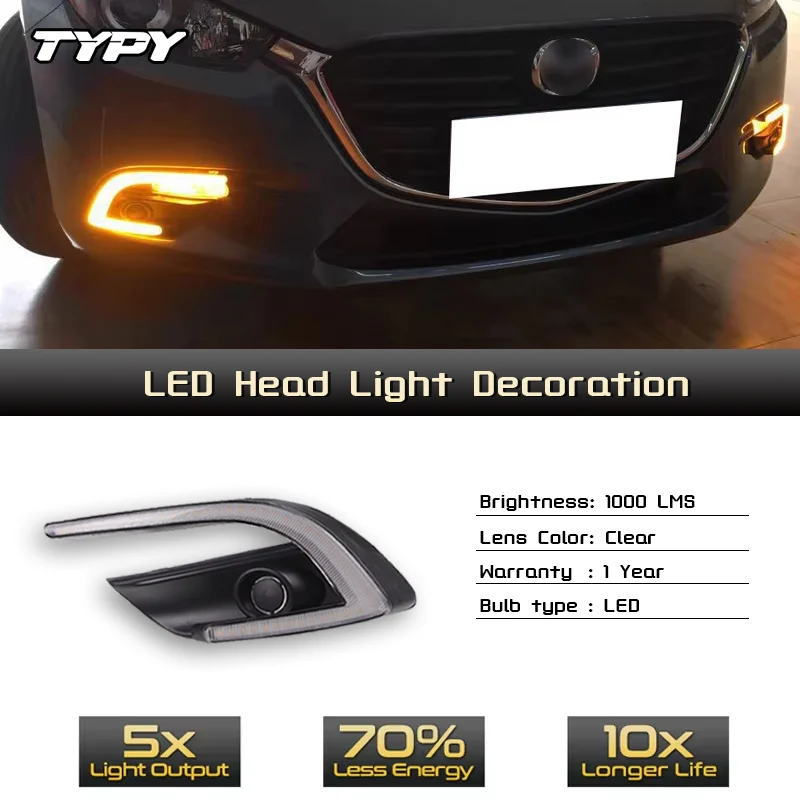 

For Mazda 3 Axela 2017 2018 Car Driving ABS DRL with yellow turn signal Daytime Running Light fog lamp Relay Daylight