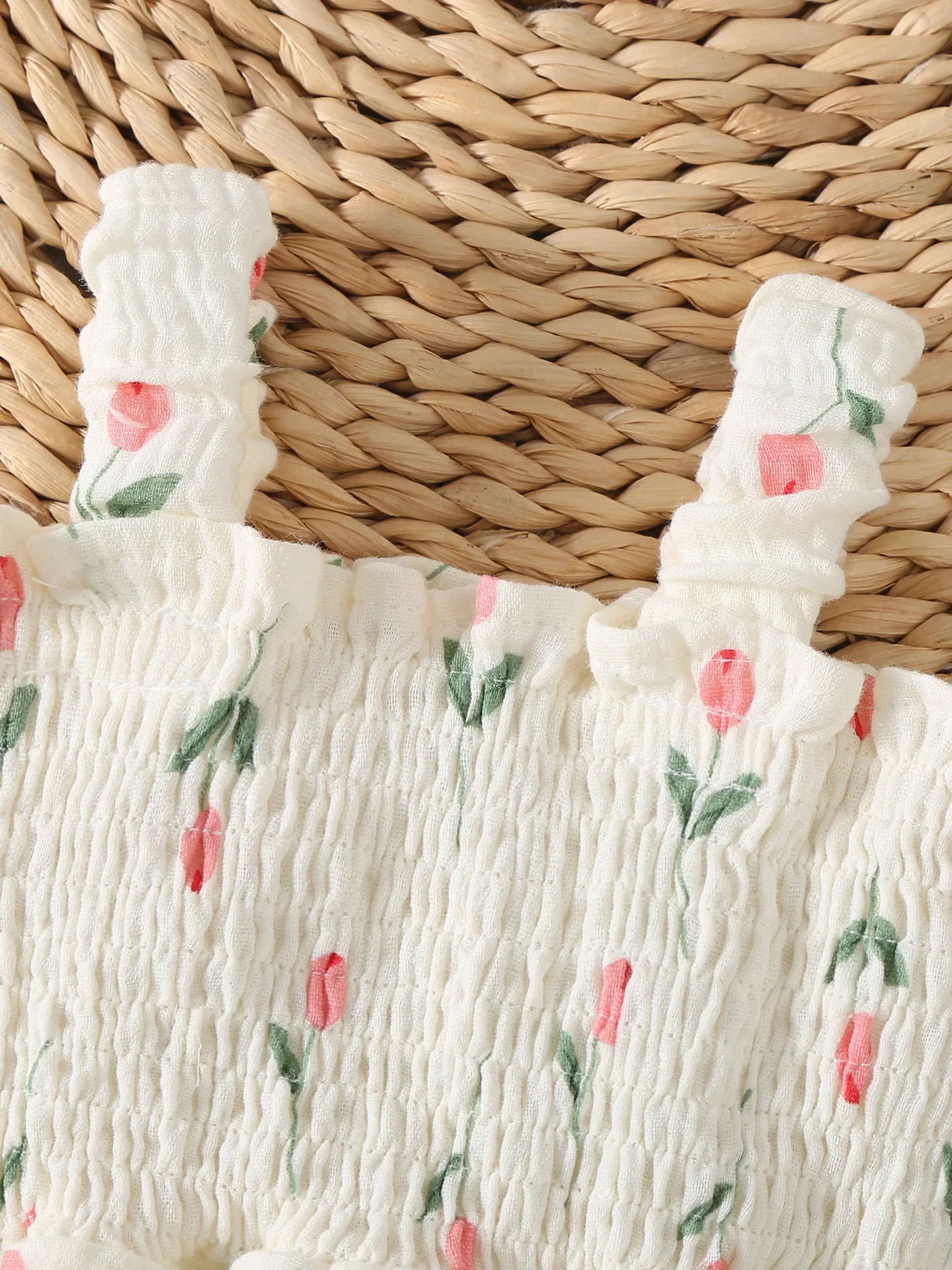 MILANCEL New Summer Baby Bodysuit 6-24M Sweet Tulip Infant Girls Jumpsuit +Hat Korean Version Loose Toddler Suspenders Outwear