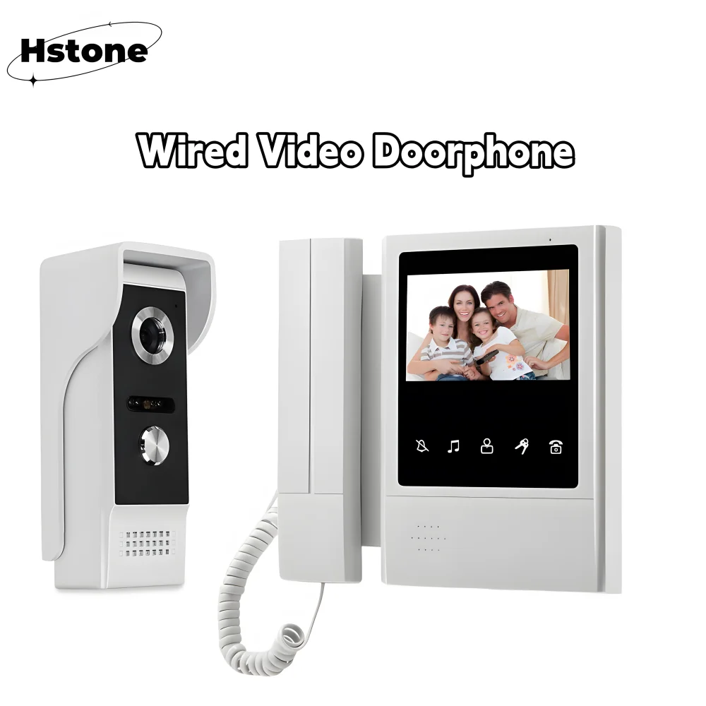 Wired 4.3 Inch Smart Video Doorphone System for Home Villa Handheld Color 700TVL Monitor Door Unlock Waterproof Doorbell Camera