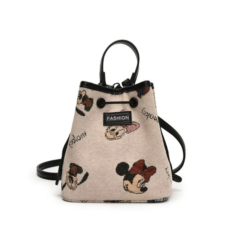 

Disney Mickey Mouse Drawstring Bucket Bag Casual Crossbody Shoulder Bag for College Campus Commuters Women Girls