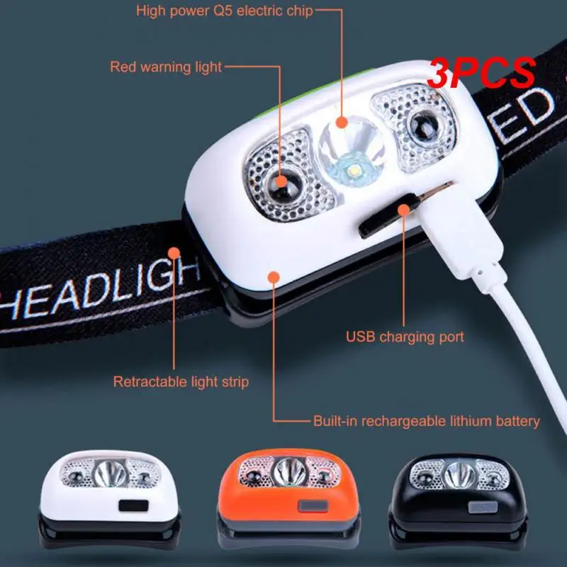

3PCS 90 Degrees Adjustment Lamp Waterproof Headlight For Fishing Hunting Night Running Hiking Portable Outdoor Headlight