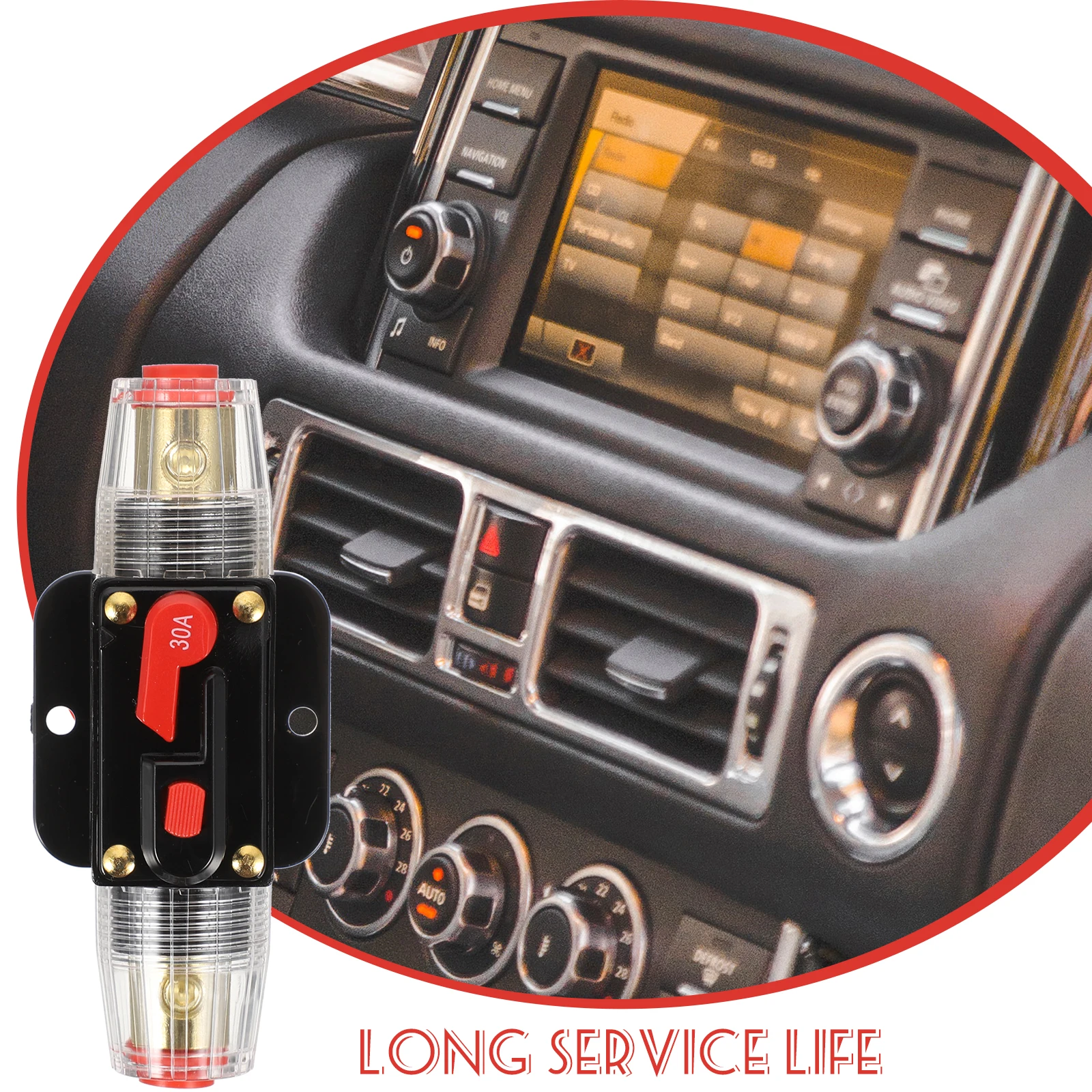 

30A Car Circuit Breaker Automatic Resettable 12V 24V 32V DC Protection For Cars Boats RVs Auto Electrical Components