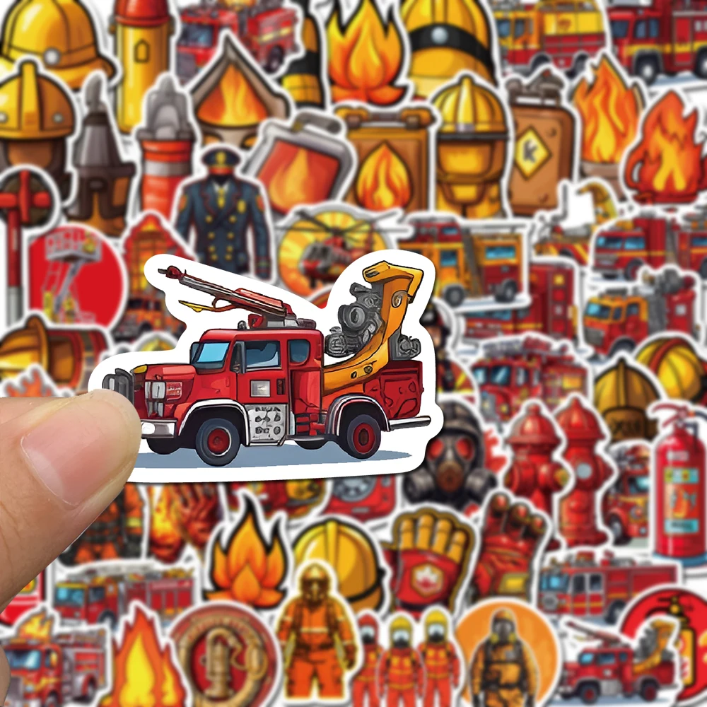 61PCS Firefighter Fire Decor Stickers Vintage For DIY Kids Notebook Luggage Motorcycle Laptop Refrigerator Decal Toys