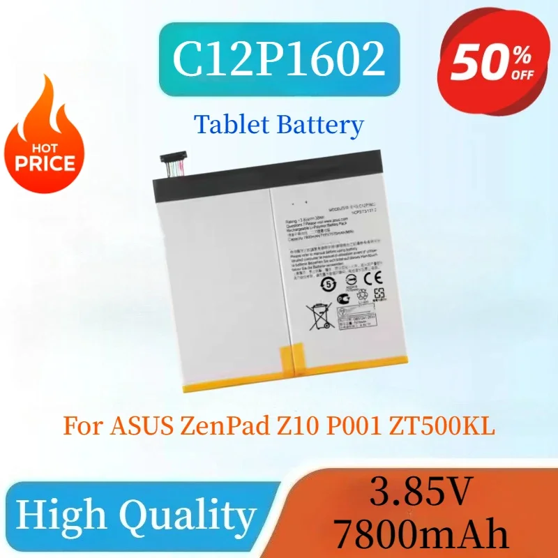 

Совершенно новая перезаряжаемая батарея C12P1602 7800 мАч для планшета ASUS ZenPad Z10 P001 ZT500KL, высокое качество + бесплатные инструменты