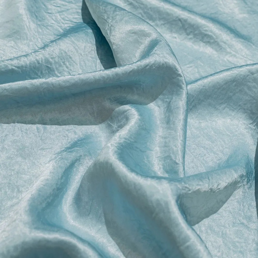 Acetate Crinkled Hand-Twisted Fabric in Green Yellow Tones Sewing Material for Gowns and Blouses Designer DIY Fabric
