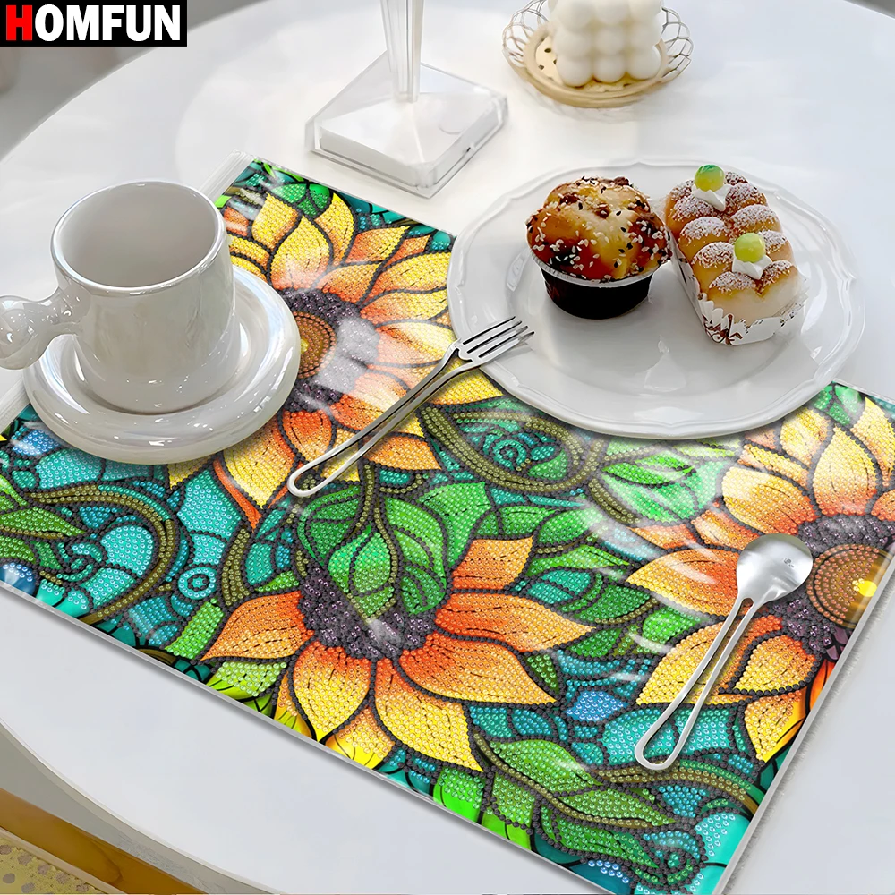 HOMFUN Flower Diamond Painting tovagliette tovagliette antiscivolo resistenti al calore per tavolo da pranzo decorazione della cucina interna regalo