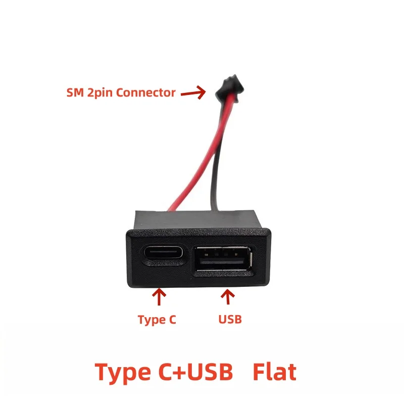 1-10pcs Double Layer USB Female Base Type-C Socket A Female USB Lamp Charging Socket Power Socket 2Pin With Cable Connector