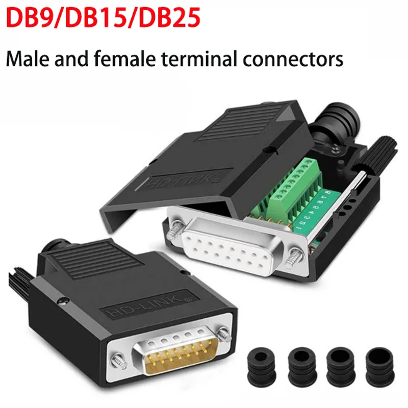 DB25 DB9 DB15 Male Female Connector 9 15 25-pin Solder-free Breakout Connector COM RS232 Serial Port D-SUB Terminal Plug Adapter