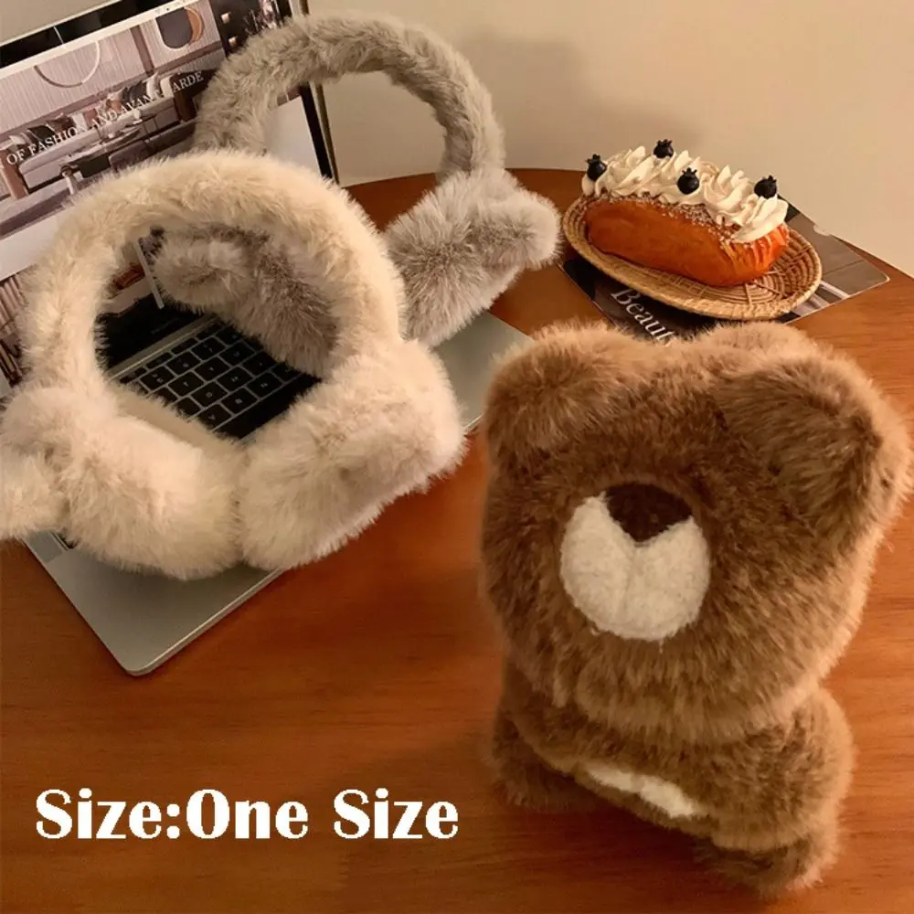 Nuevo Orejeras cálidas de invierno con diseño de oso de dibujos animados, calentador de orejas con protección contra el frío, orejeras cómodas plegables para exteriores