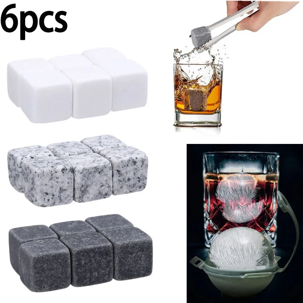 6PCS Natural Whiskey Stones Sipping Dry Ice Cube Whisky Stone Whisky Rock Cooler Wedding Gift Favor Christmas Bar