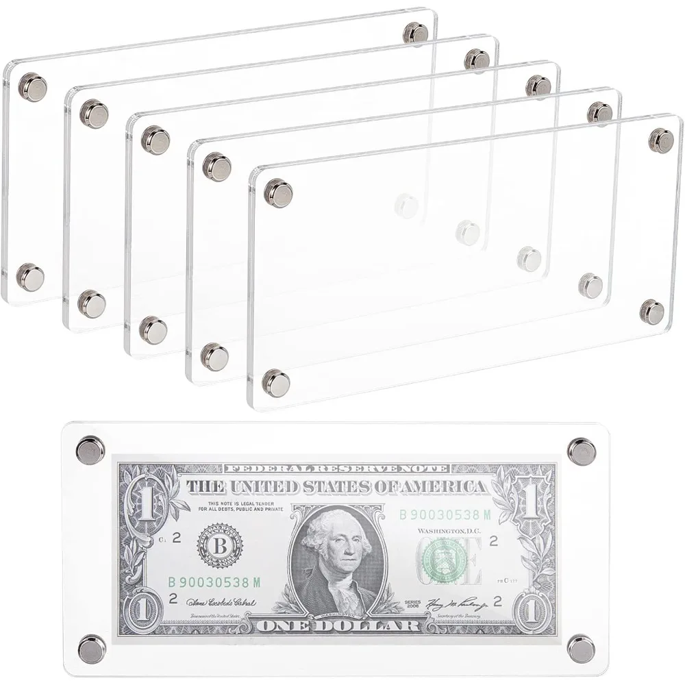 

6 Set Money Holder Acrylic Currency Frame Display Transparent Dollar Bill Frame Clear Dollar Bill Frame Holder for Bill Currency