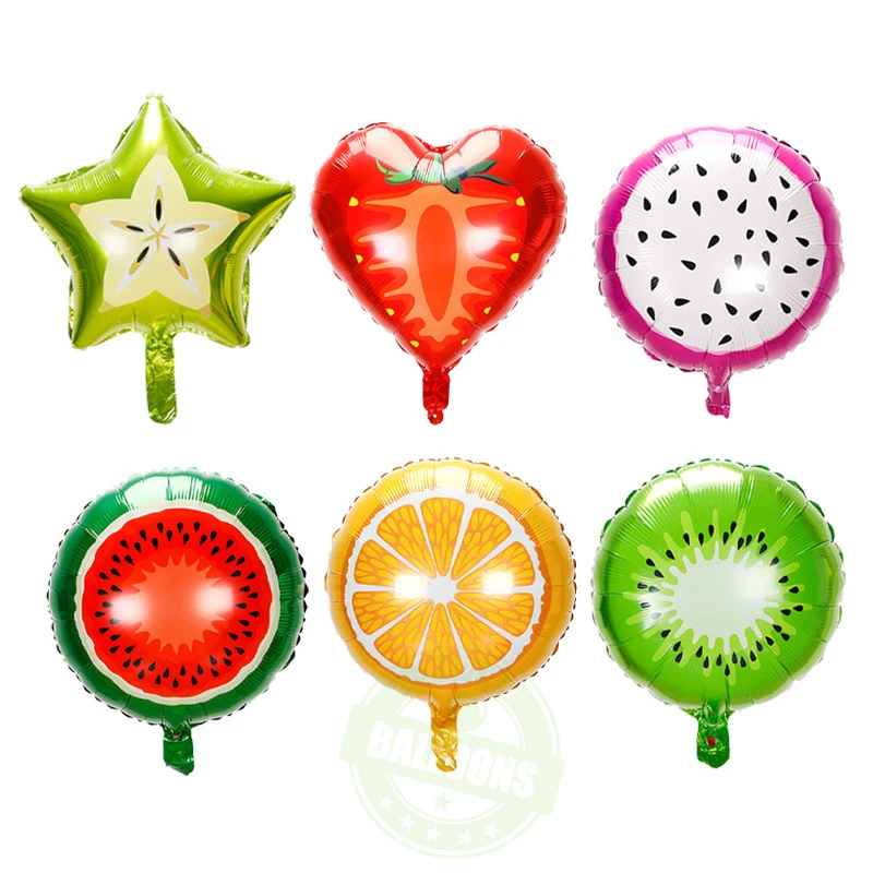 5 قطعة 18 بوصة الفاكهة البطيخ الفراولة البرتقال الفاكهة الألومنيوم احباط بالون جولة الأطفال أول حفلة عيد ميلاد الديكور اللعب #1