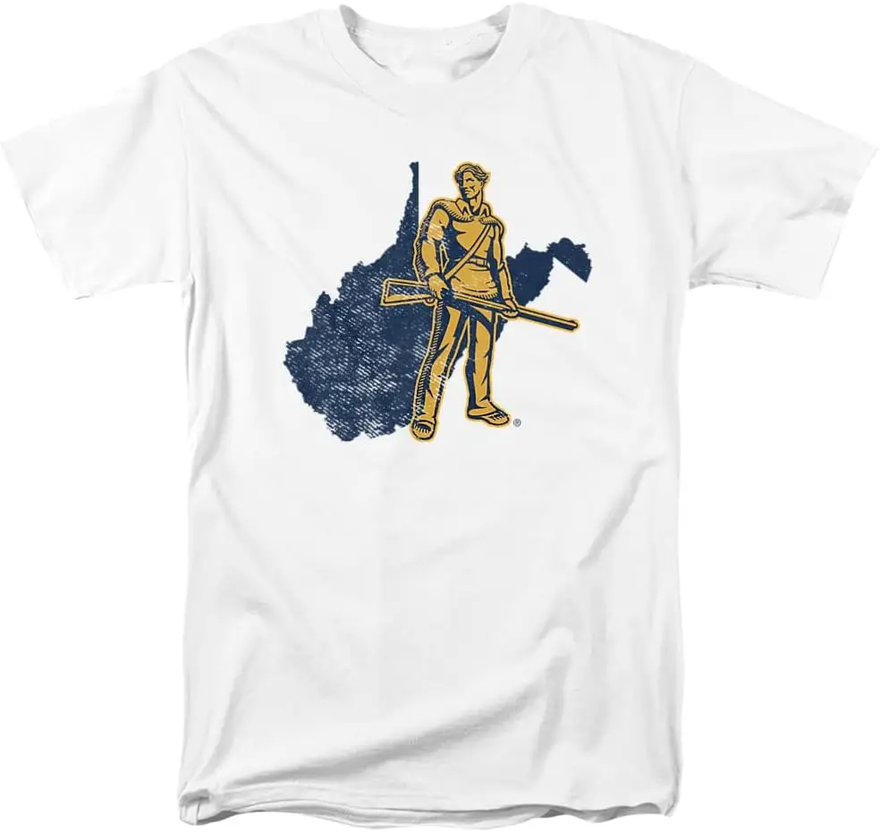 West Virginia University Official State Shape Unisex Adult T Shirt 100% Cotton Trendy Y2K Short-Sleeve Tee-Soft, Quick-Drying,
