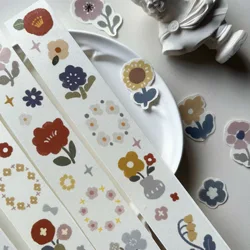 YiEr Studio Vintage Little Flower Washi PET Tape Planner DIY Card Making Scrapbooking Plan Decorative Sticker