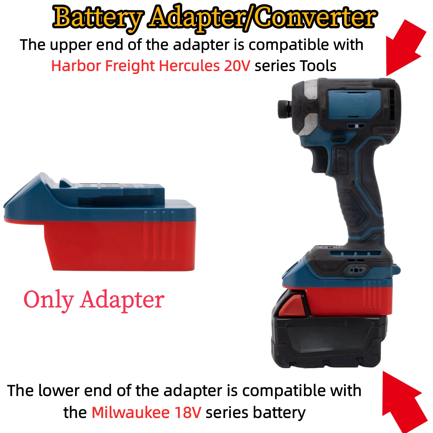 Battery Adapter/Converter for Milwaukee 18V Li-ion Battery TO Harbor Freight Hercules 20V Cordless Power Tools(Only Adapter)