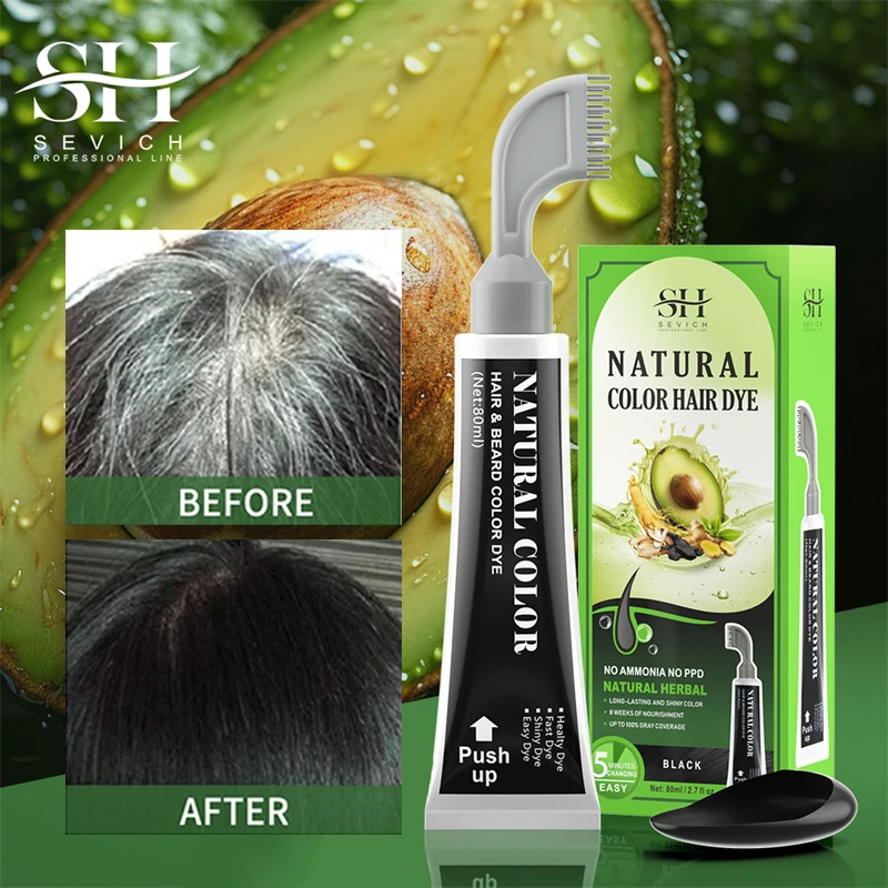 Black Dyed Shampoo 80ml Hair Colour Shampoo With Comb Hair Dye Herbal Instant Gray Hair Cover Ginger White Hair Dyed Repair Hair