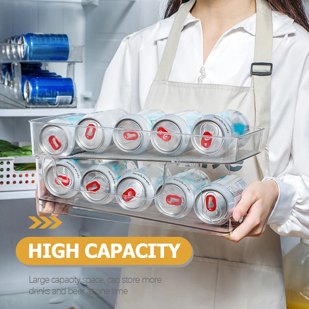

Double-Layer Can Storage Box Pet Material Household Can Organizer Convenient Rolling Soda Holder Multi-Function