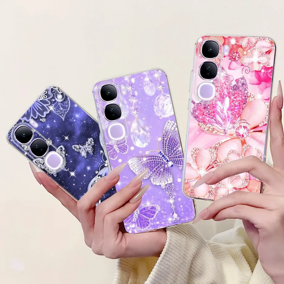 For Vivo V40 Lite Case Vivo V40 Lite 5G V2417 Phone Cover Fashion Butterfly Soft Silicone Bumper For Vivo Y200 5G V40Lite Fundas