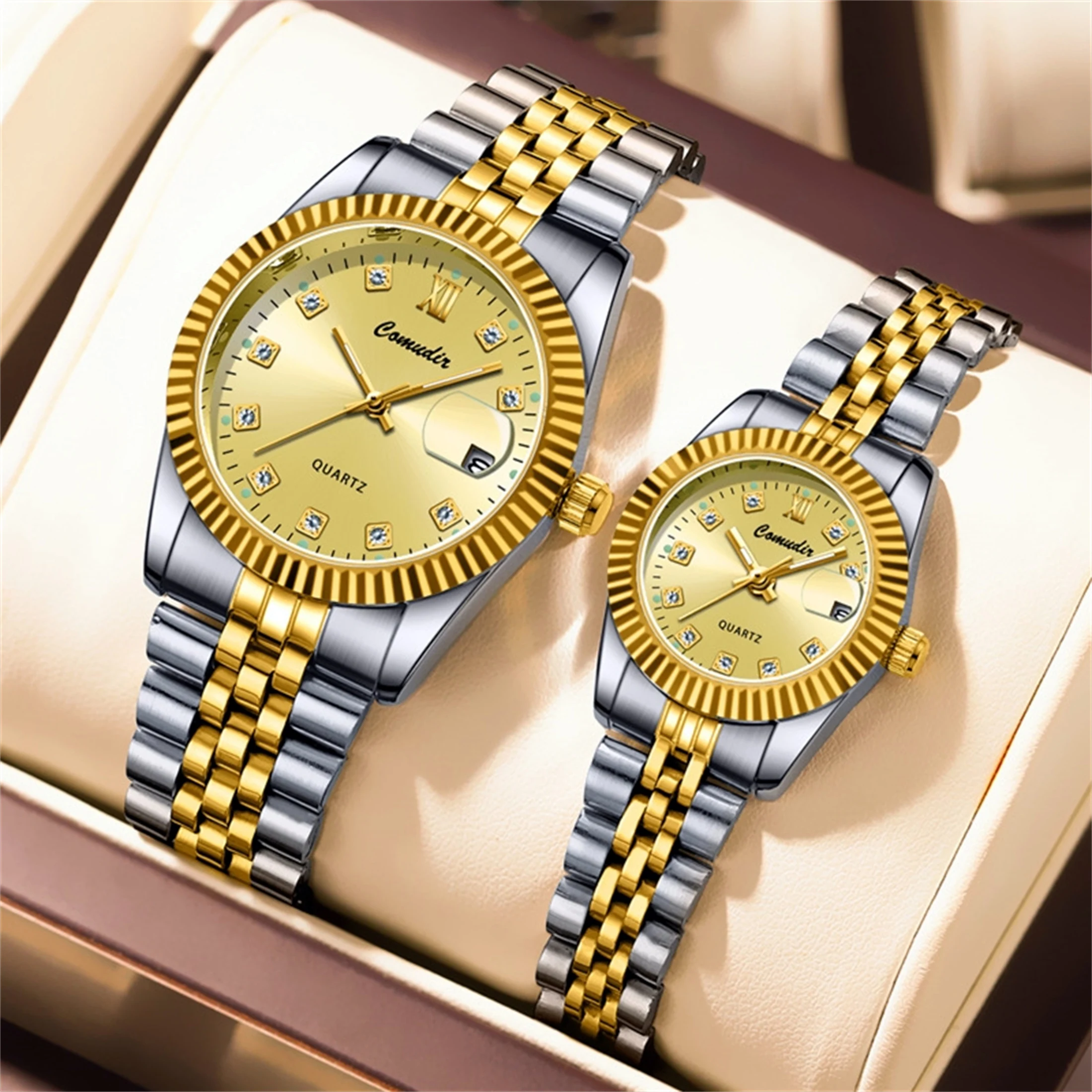 Couple Bracelet Top Japan Quartz Movement Womens Watch Design Full Stainless Steel Wrist Watches Lady Gold Gold Hour 611