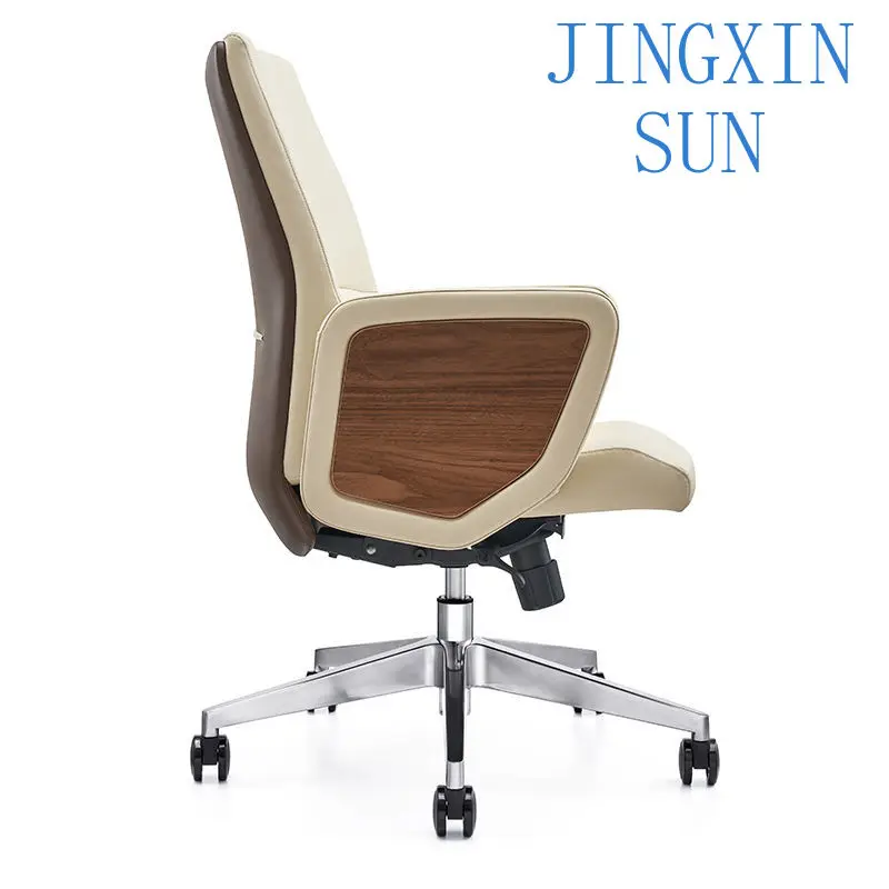 Beige Leather Swivel Executive Office Design Chair Comfortable Leather CEO Executive Office Chair