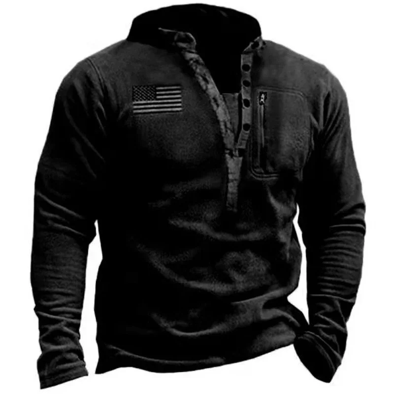 

Outdoor Warm Breathable Tactics Fleece Jacket US Zipper Pullover Man Coat Thermal Hiking Sweater Men's Sweater Loose Solid Color