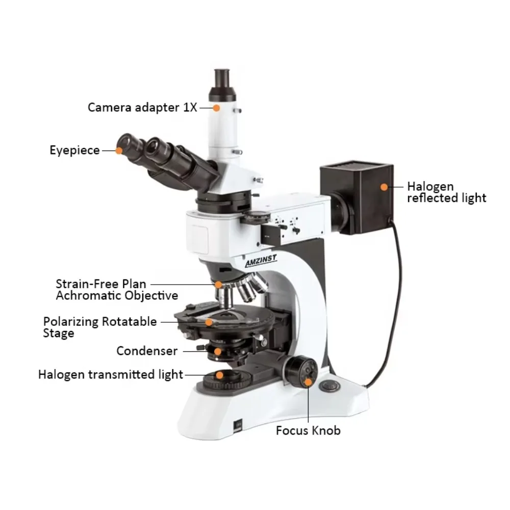 APM-50RFT Trinocular Polarizing Metallurgical Microscope – Transmitted & Reflected Light for Metal & Mineral Analysis