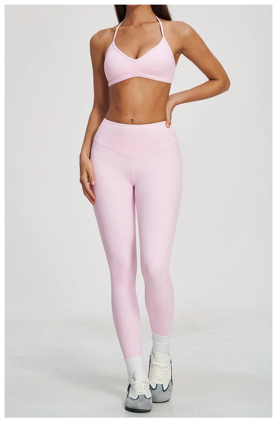 Yoga-Set 2-teilig Damen Fitness Sportbekleidung Naked Feel Sport-BH Gym Laufhose Po-Formende Leggings Workout-Outfit Activewear – Detail 15