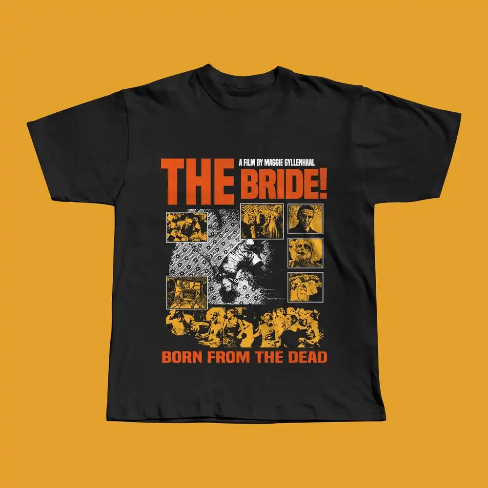 The Bride! Movie T-Shirt ,Graphic Short Sleeve Crew Neck Cotton T-Shirt, Jessie Buckley Christian Bale Movie Shirt, Gothic Horror Film Tee