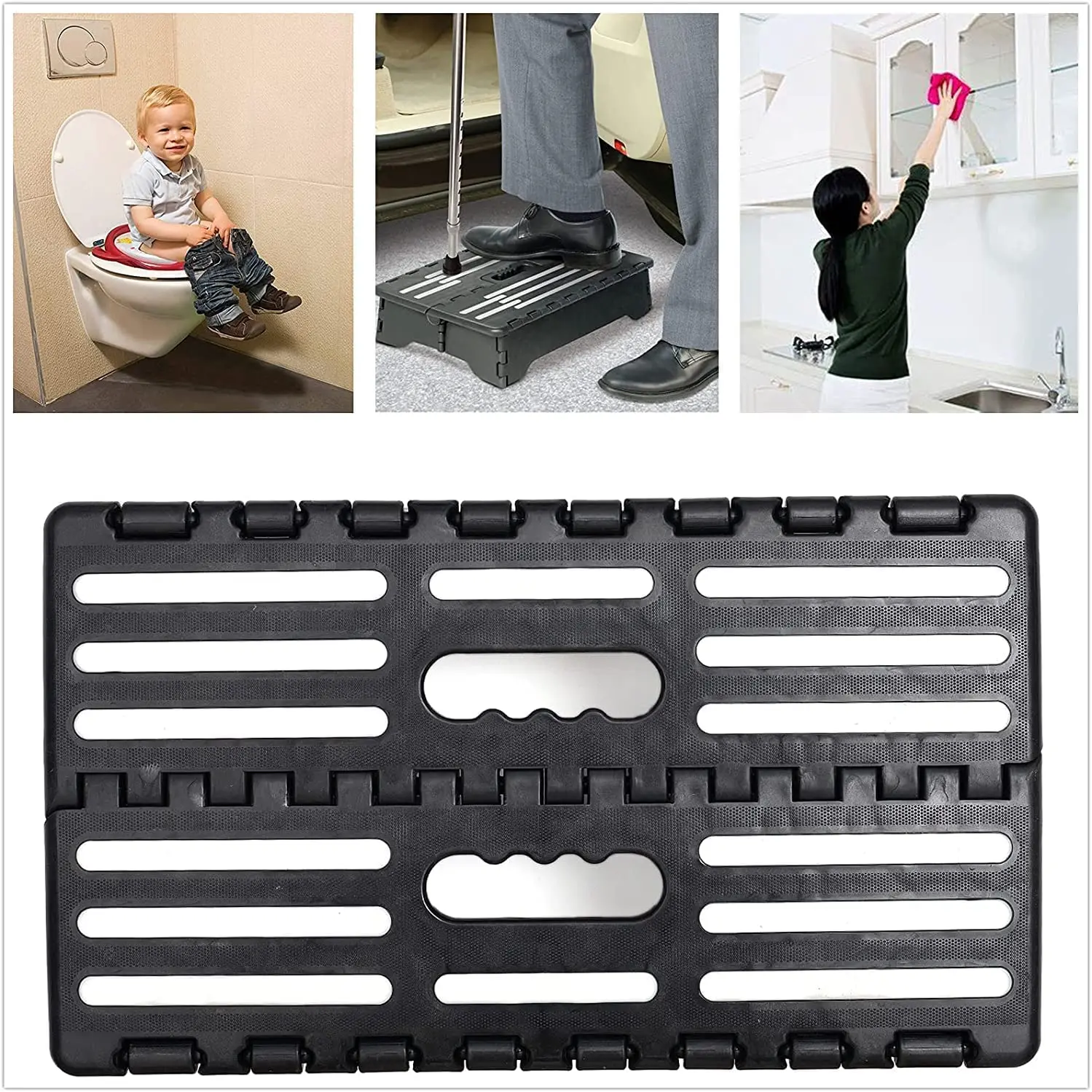 5 Inch Folding Auxiliary Half-Step Stool,Non-Slip Elderly Ladder at the Door,PP Plastic Folding Stool For Bed,Stairway,Camping