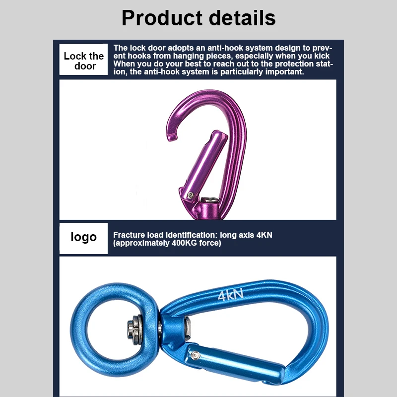 Carabiner, 25kn load-bearing (about 5620 pounds) O-shaped carabiner, suitable for rock climbing and mountaineering