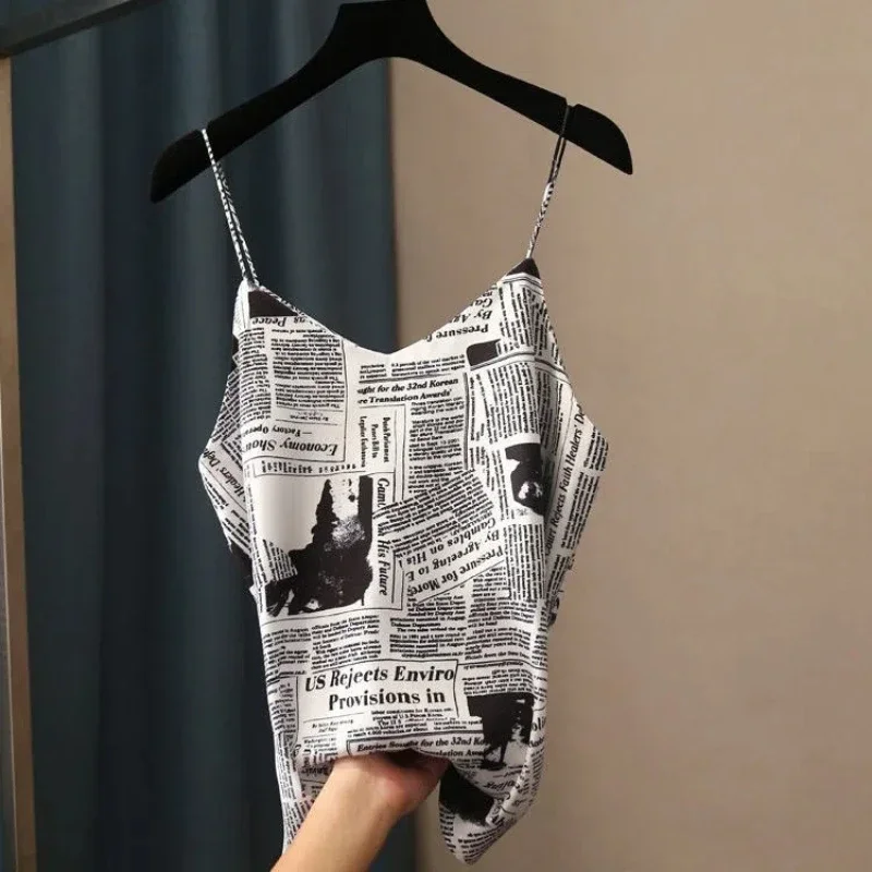 

Свободный базовый жилет на подтяжках, женский жилет с v-образным вырезом и тонким топом из ледяного шелка большого размера, сексуальная базовая рубашка ZT531