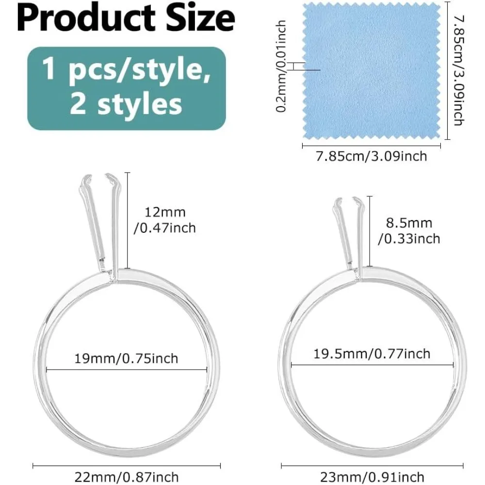 2Pcs Wedding Ring Try-on Tool Ring Size Measuring Tool Aluminium Alloy Ring Gauge Tool Jewelry Sizing Tool 4 Prong Ring Settings