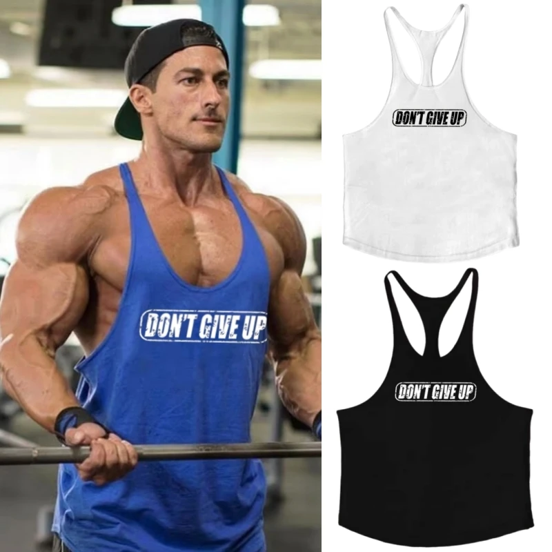 Men's Sporty Bodybuilding Stringer Tank Sleeveless Print Racerback Thin Strap Breathable for Gym Training Weightlifting