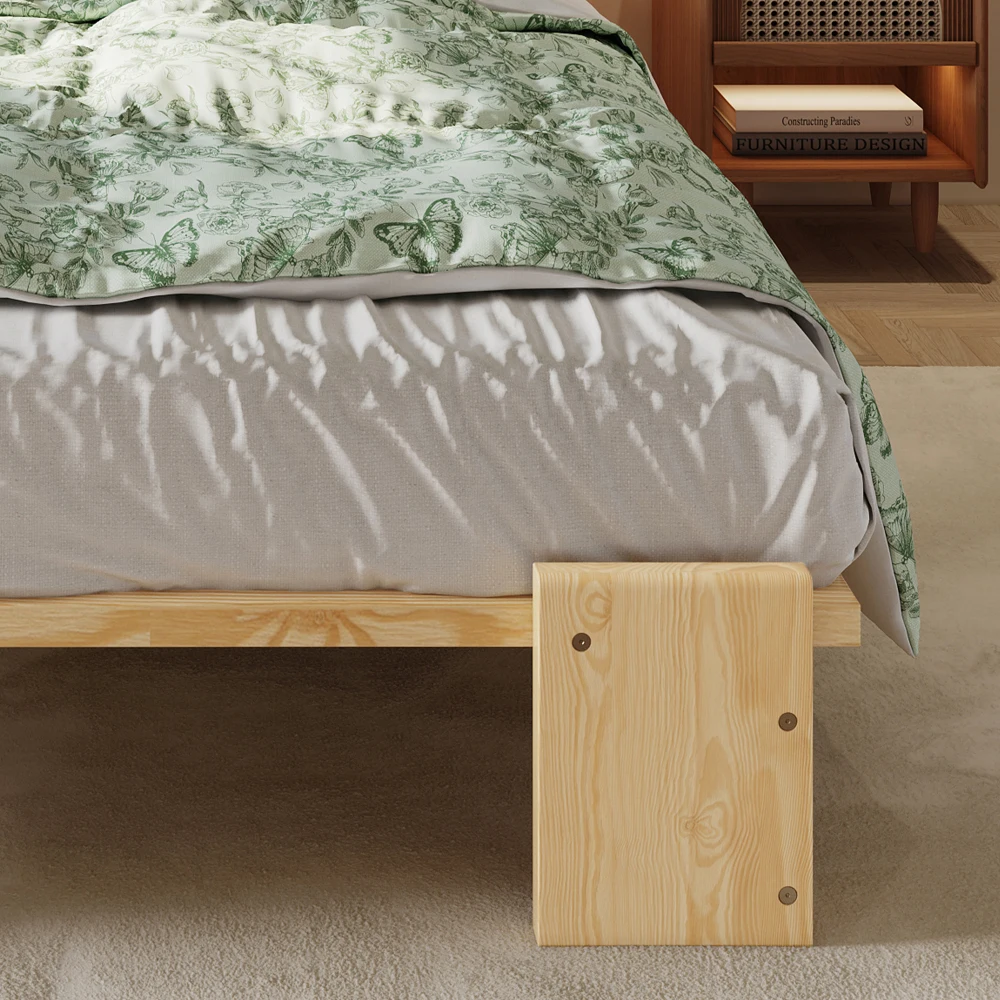PINGGO Samtbezogenes Einzelbett für Kinder, weiche Rückenlehne, stabiler Rahmen, 90 x 200 cm, Bettgestell aus Kiefernholz, Schaumstoff und Sperrholz, ohne Matratze – Detail 18
