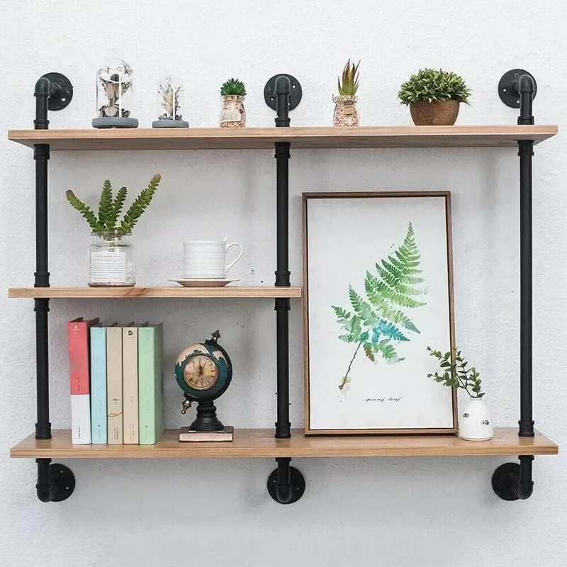 Heavy Duty Iron Wood Floating Shelf Bracket Wall Mounted Metal Support Rack for Bedroom Living Room Home Decor Storage