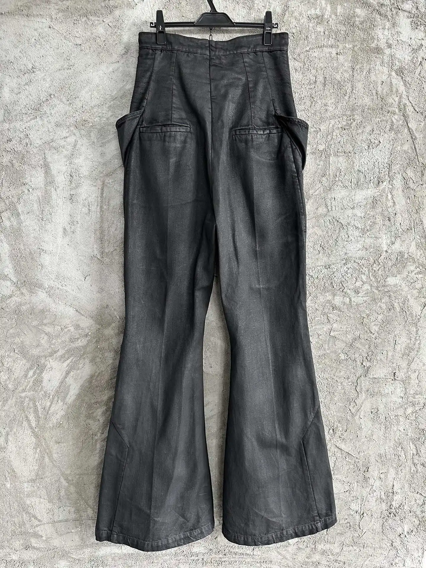 Men Oil wax Denim Jeans Gothic Men's Coated Casual High Street Straight Hip Hop Women Solid Jeans Pants