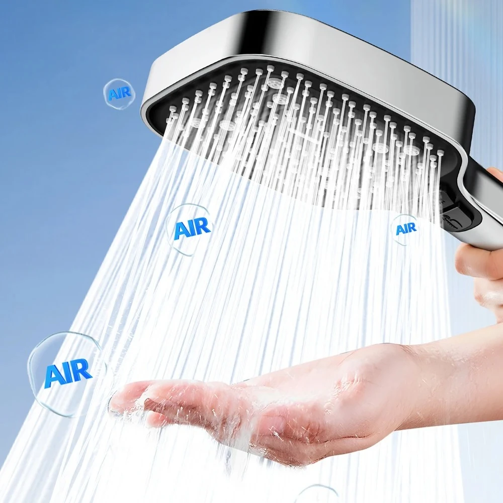 Kepala Pancuran Bertekanan Tinggi 3 Mode Dapat Disesuaikan, Kepala Pancuran Bertekanan Besar Hemat Air, Aksesori Kamar Mandi