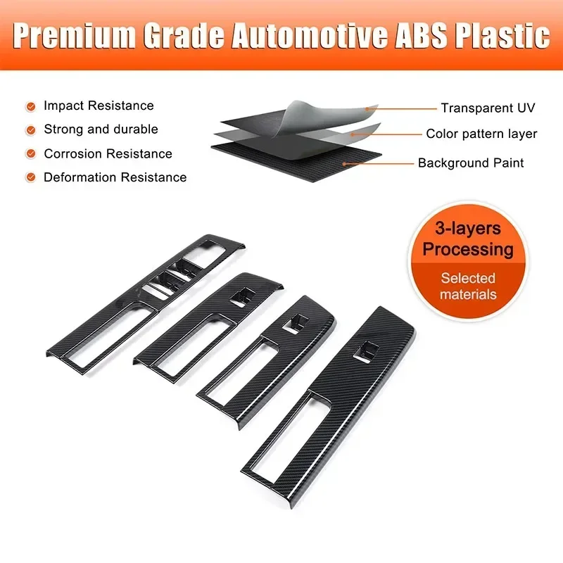 

For Mitsubishi L200 2024-2025 ABS Carbon Fiber Car Window Lift Button Glass Rise Swtich Panel Cover Trim Car Accessories LHD RHD