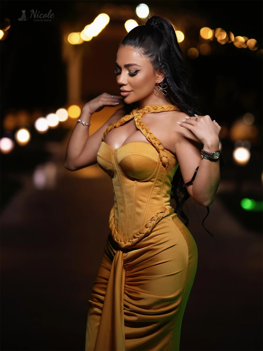 Nicole Custom Made Ball Gown Dress Fishtail Skirt Prom Dresses 2025 Luxury Women's Elegant Party Dress Rope Ribbon Robe Soiree