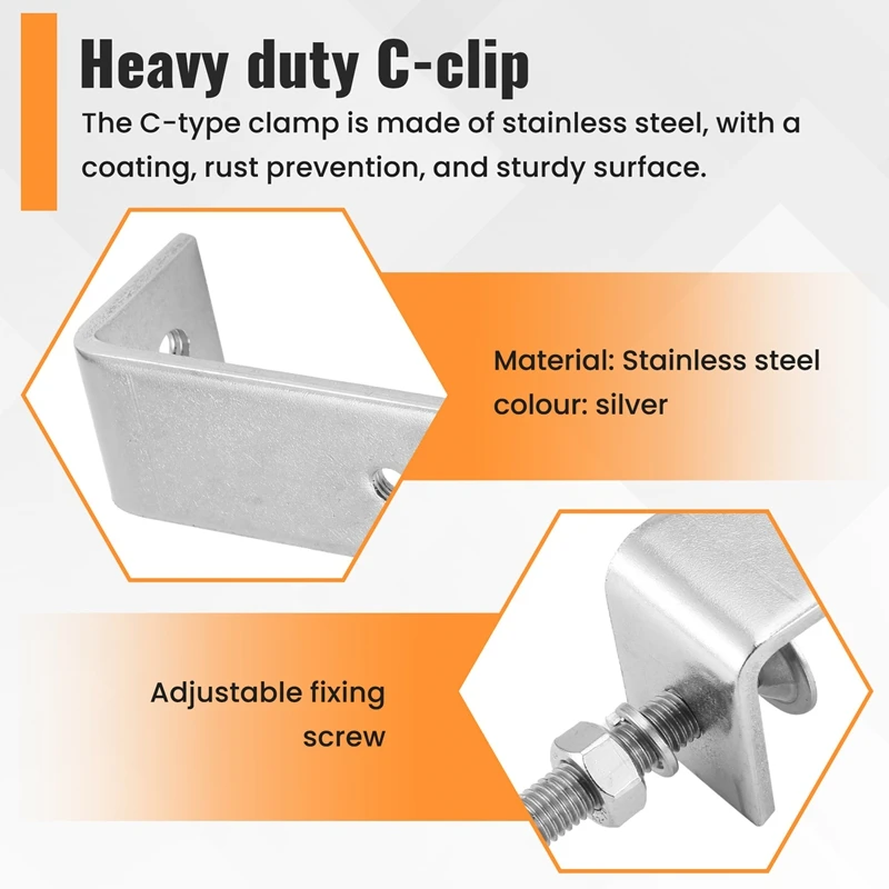 A15F-Металлический зажим Сверхмощный зажим C Зажим Деревообрабатывающий зажим с широкими отверстиями, 2 шт.