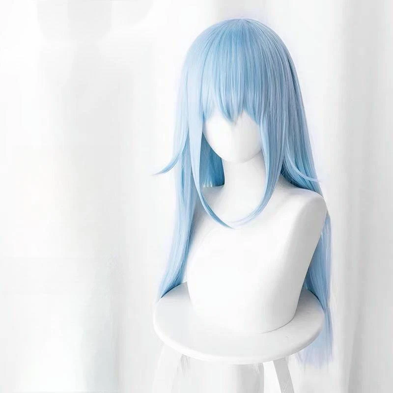 Anime Limlu Cosplay Wig Woman Blue Straight Hair Masquerade Festival Party Daily Wear Stage Performance Simulated Hair Full Wigs