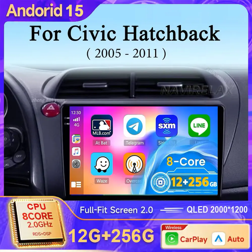 Android 16 For Honda Civic Hatchback 2006-2011 Car Radio Multimedia Player Navigation 2 Din Stereo DVD Head Unit Speaker