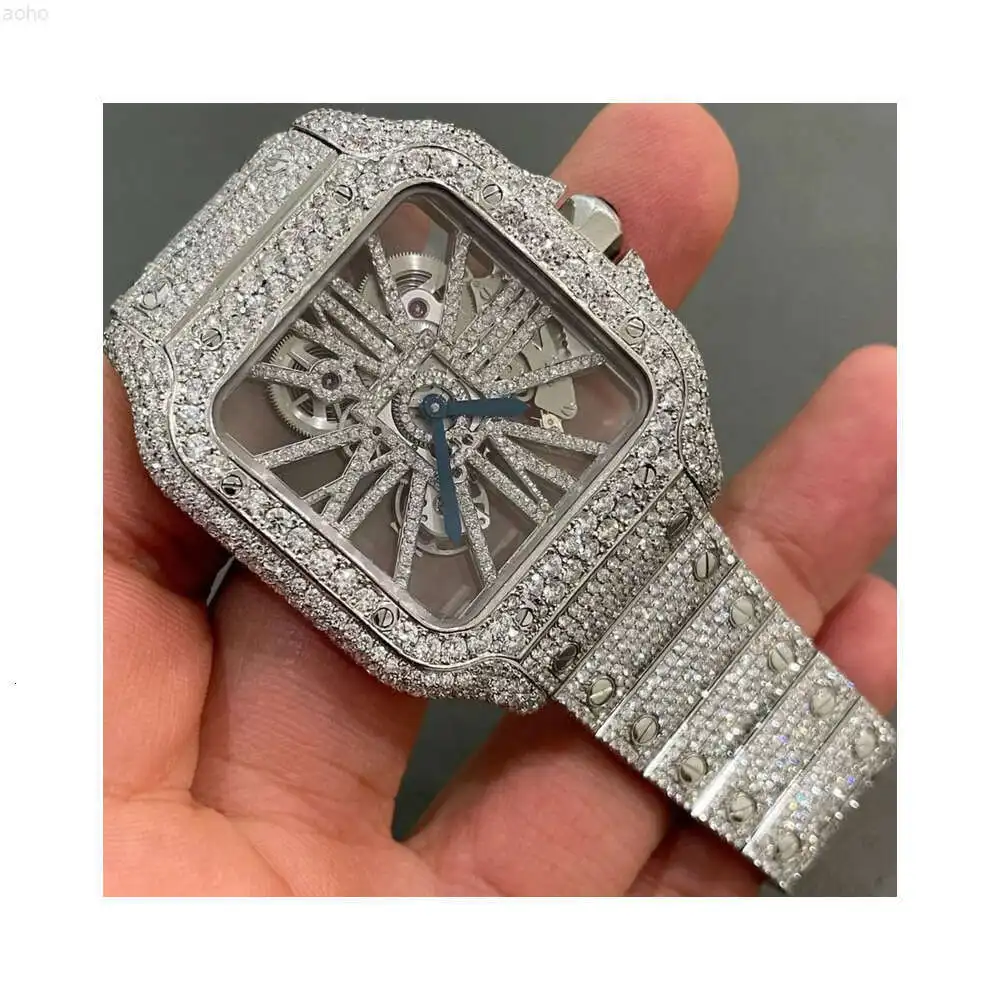 

14k Gold Finish Icy Lab Diamond Watch Designers with Shinny Clarity Crystals Bling Street Wear Style Best Quality