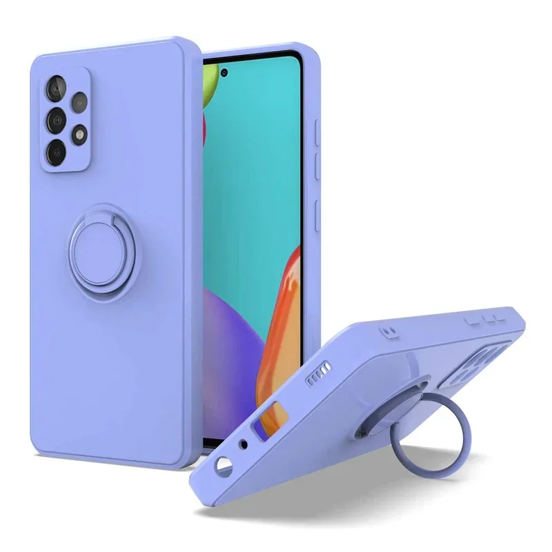 Роскошный силиконовый чехол для Samsung Galaxy S25 S24 S23 Ultra Plus FE A55 A15 A35 A14 A54 A53 A52 S 25, чехол с кольцевым держателем и подставкой