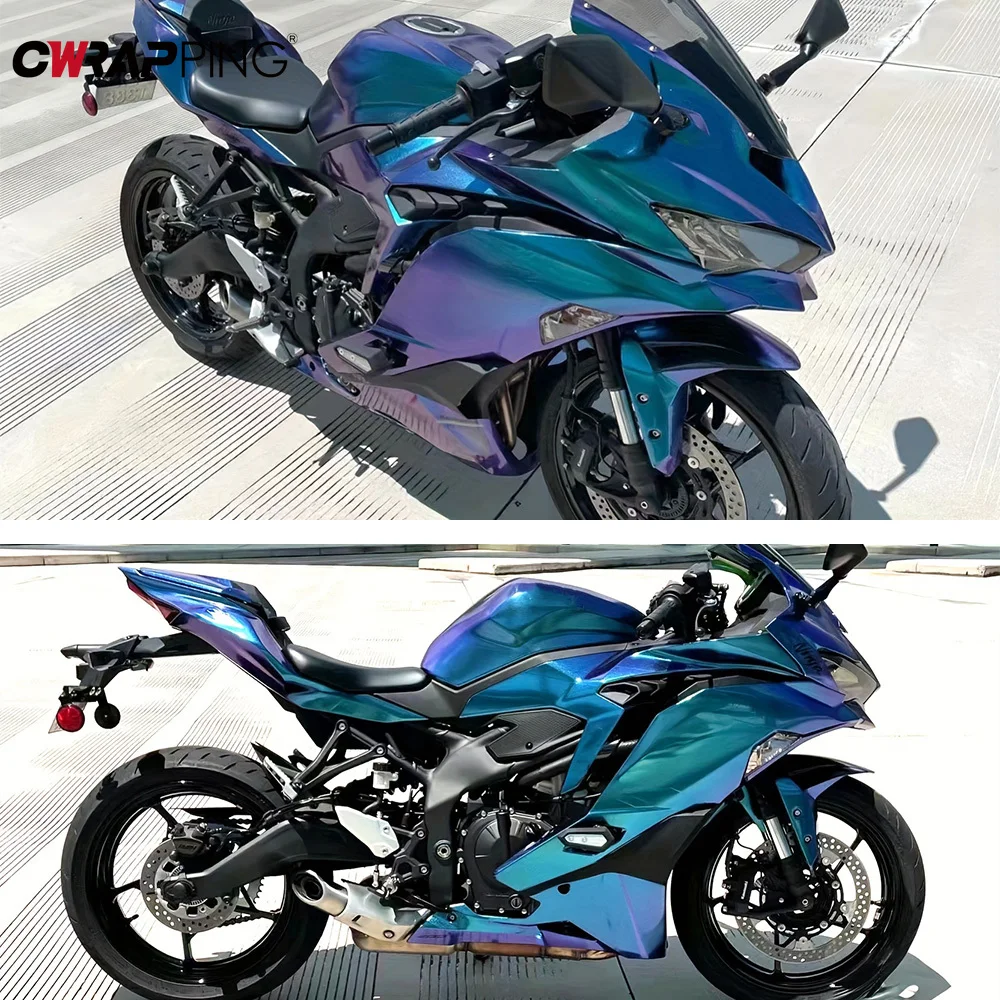 Car Wrapping Sticker Purple Blue Chameleon Shiny Car Stuff Motorcycle Stickers Waterproof Color Change Air Bubble Free PVC Decor view 6